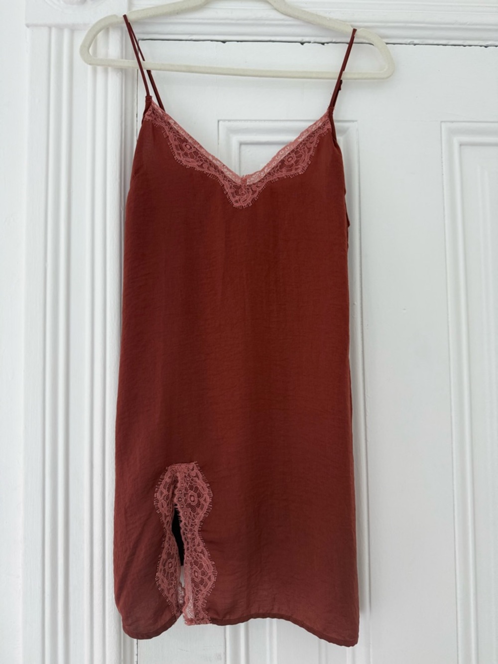 Out From Under- Urban Outfitters Lace Trim Slip Dress - Rust